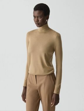 Theory Camel Slim Turtleneck Sweater